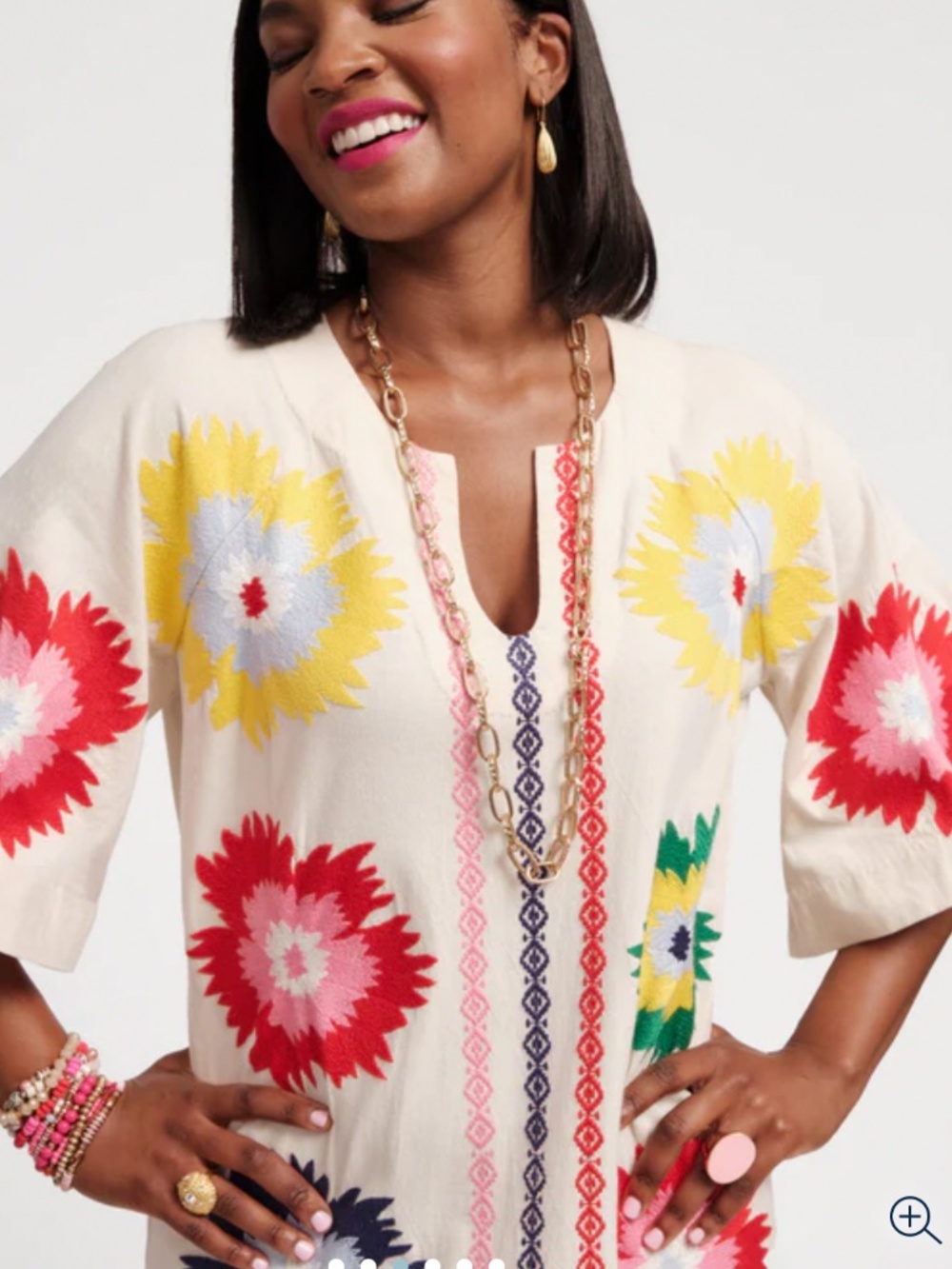 NWT, FRANCES VALENTINE CHARMING CAFTAN MAXI - IN FIRE FLOWER PRINT